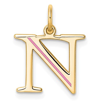 Sterling Silver/Gold-Plated Letter N Line Epoxy Initial Charm