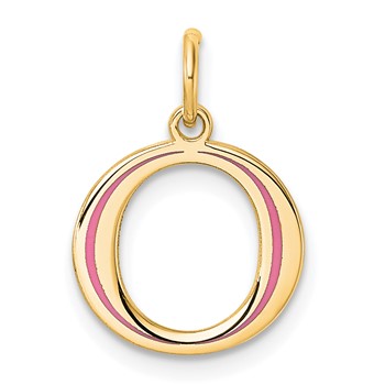 10k Yellow Gold Letter O Line Epoxy Initial Charm