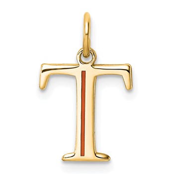 Sterling Silver/Gold-Plated Letter T Line Epoxy Initial Charm