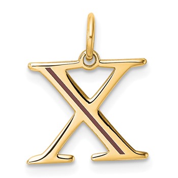 Sterling Silver/Gold-Plated Letter X Line Epoxy Initial Charm