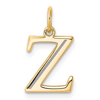Sterling Silver/Gold-Plated Letter Z Line Epoxy Initial Charm