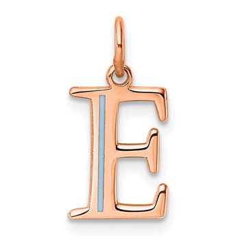 Sterling Silver/Rose Gold-Plated Letter E Line Epoxy Initial Charm