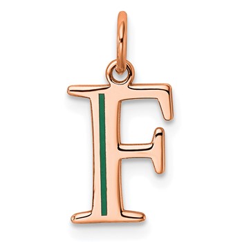 Sterling Silver/Rose Gold-Plated Letter F Line Epoxy Initial Charm
