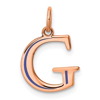 Sterling Silver/Rose Gold-Plated Letter G Line Epoxy Initial Charm
