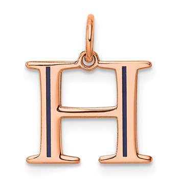 Sterling Silver/Rose Gold-Plated Letter H Line Epoxy Initial Charm