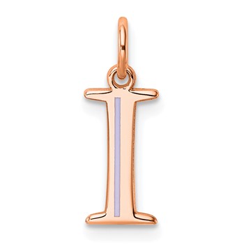 Sterling Silver/Rose Gold-Plated Letter I Line Epoxy Initial Charm