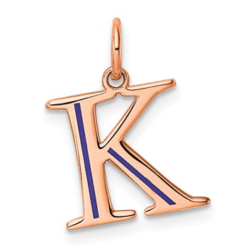 Sterling Silver/Rose Gold-Plated Letter K Line Epoxy Initial Charm