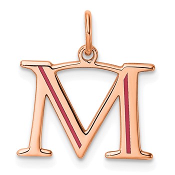 Sterling Silver/Rose Gold-Plated Letter M Line Epoxy Initial Charm