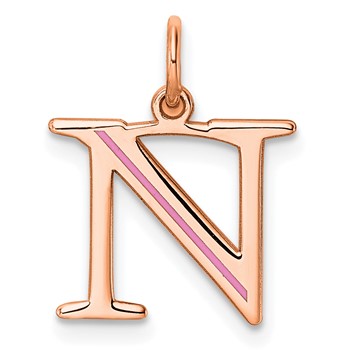 Sterling Silver/Rose Gold-Plated Letter N Line Epoxy Initial Charm