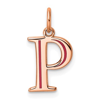 Sterling Silver/Rose Gold-Plated Letter P Line Epoxy Initial Charm