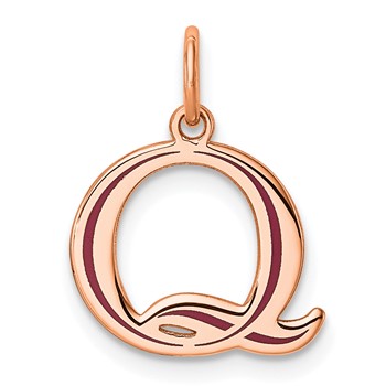 Sterling Silver/Rose Gold-Plated Letter Q Line Epoxy Initial Charm