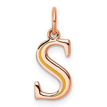 Sterling Silver/Rose Gold-Plated Letter S Line Epoxy Initial Charm