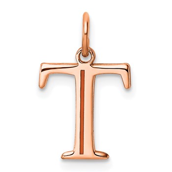 Sterling Silver/Rose Gold-Plated Letter T Line Epoxy Initial Charm