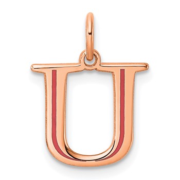 Sterling Silver/Rose Gold-Plated Letter U Line Epoxy Initial Charm