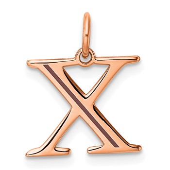 Sterling Silver/Rose Gold-Plated Letter X Line Epoxy Initial Charm