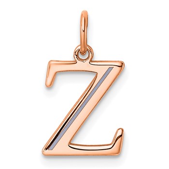 Sterling Silver/Rose Gold-Plated Letter Z Line Epoxy Initial Charm