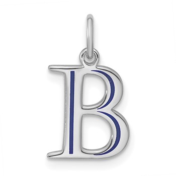 14k White Gold Letter B Line Epoxy Initial Charm