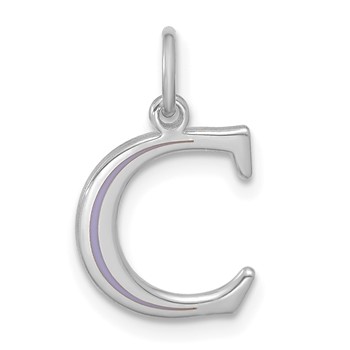 Sterling Silver/Rhodium-Plated Letter C Line Epoxy Initial Charm