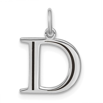Sterling Silver/Rhodium-Plated Letter D Line Epoxy Initial Charm