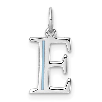 14k White Gold Letter E Line Epoxy Initial Charm