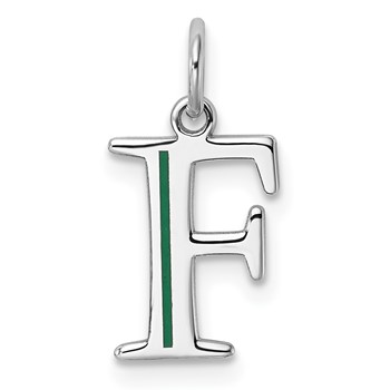 Sterling Silver/Rhodium-Plated Letter F Line Epoxy Initial Charm
