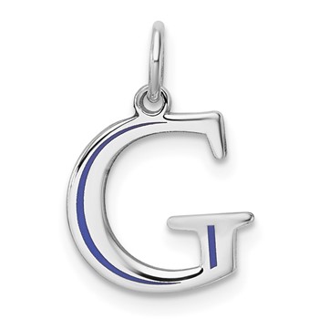 14k White Gold Letter G Line Epoxy Initial Charm