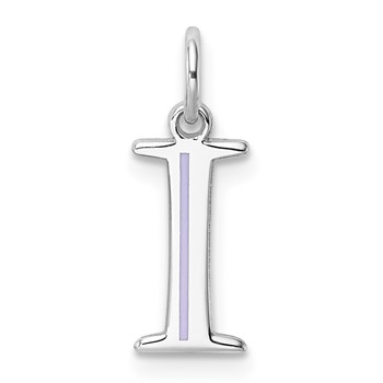 14k White Gold Letter I Line Epoxy Initial Charm