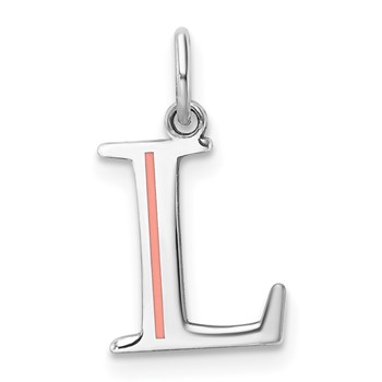 Sterling Silver/Rhodium-Plated Letter L Line Epoxy Initial Charm