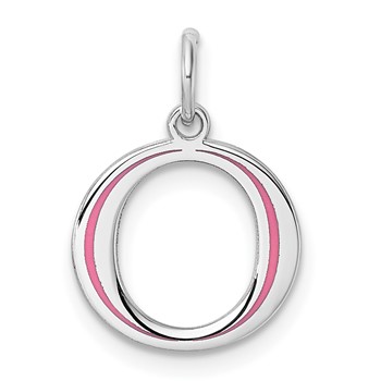 14k White Gold Letter O Line Epoxy Initial Charm