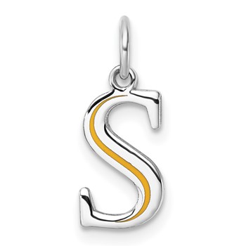 Sterling Silver/Rhodium-Plated Letter S Line Epoxy Initial Charm