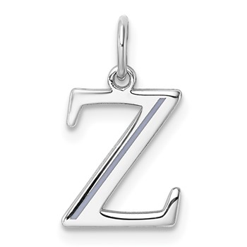 Sterling Silver/Rhodium-Plated Letter Z Line Epoxy Initial Charm