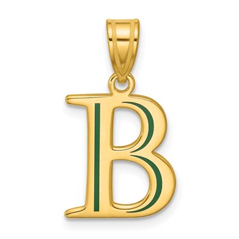 10k Yellow Gold Letter B Line Epoxy Initial Charm
