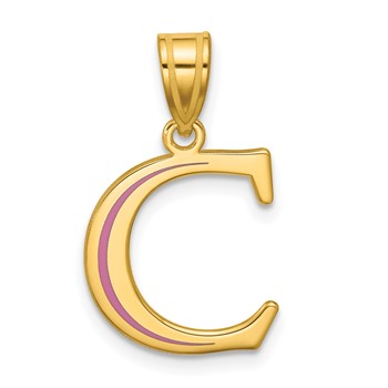 Sterling Silver/Gold-Plated Letter C Line Epoxy Initial Charm
