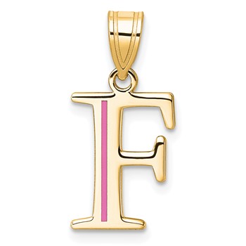 Sterling Silver/Gold-Plated Letter F Line Epoxy Initial Charm
