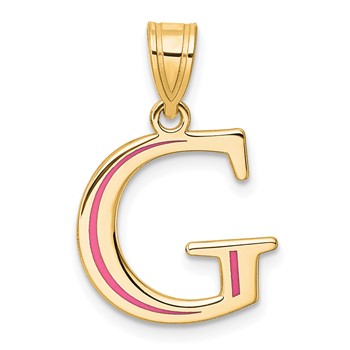 14k Yellow Gold Letter G Line Epoxy Initial Charm