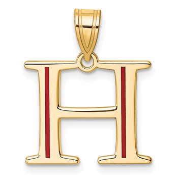 10k Yellow Gold Letter H Line Epoxy Initial Charm