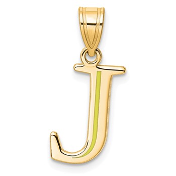 10k Yellow Gold Letter J Line Epoxy Initial Charm