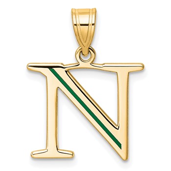 Sterling Silver/Gold-Plated Letter N Line Epoxy Initial Charm