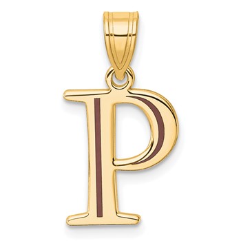 10k Yellow Gold Letter P Line Epoxy Initial Charm