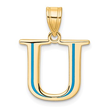 10k Yellow Gold Letter U Line Epoxy Initial Charm