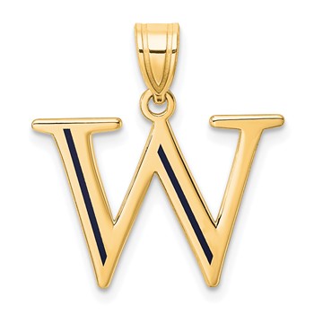 10k Yellow Gold Letter W Line Epoxy Initial Charm