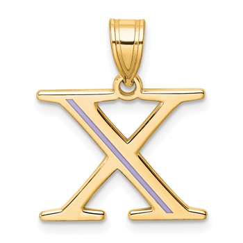 10k Yellow Gold Letter X Line Epoxy Initial Charm