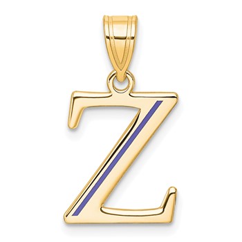 10k Yellow Gold Letter Z Line Epoxy Initial Charm