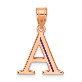 Sterling Silver/Rose Gold-Plated Line Epoxy Initial Pendant