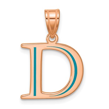 Sterling Silver/Rose Gold-Plated Letter D Line Epoxy Initial Charm