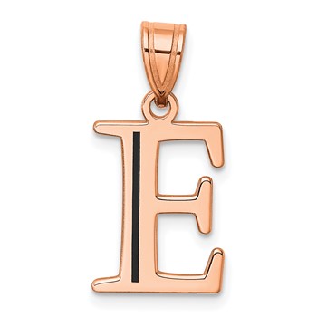 Sterling Silver/Rose Gold-Plated Letter E Line Epoxy Initial Charm