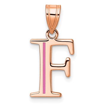 Sterling Silver/Rose Gold-Plated Letter F Line Epoxy Initial Charm