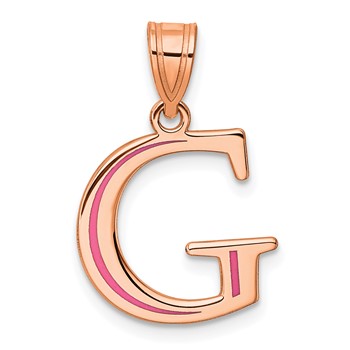 Sterling Silver/Rose Gold-Plated Letter G Line Epoxy Initial Charm