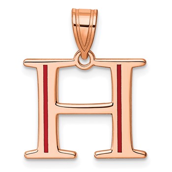 Sterling Silver/Rose Gold-Plated Letter H Line Epoxy Initial Charm