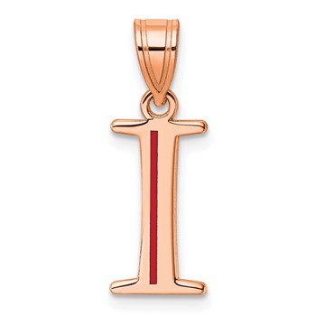 Sterling Silver/Rose Gold-Plated Letter I Line Epoxy Initial Charm
